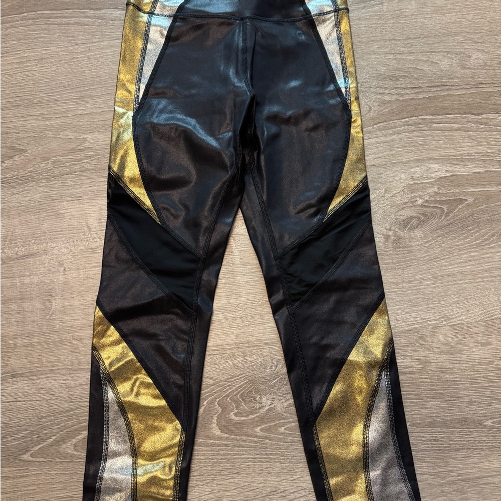 Good American Black and Gold Leggings